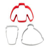 Cortadores de sueter, gorro y taza navideña